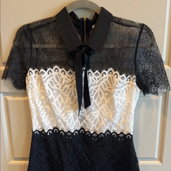 Sandro Black & White Lace Dress w Collar NWOT - Picture 5 of 11